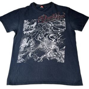 Quicksilver T Shirt Men’s M Vintage Y2K skater Cyber Punk Skull Skeleton Graphic